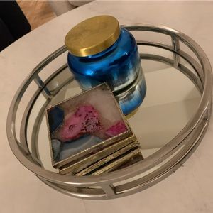 Round mirror table tray